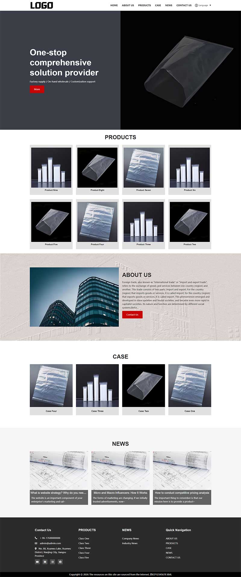 pbootcms模板(自适应手机端)PE包装袋网站模板 外贸网站模板 - 自动翻译