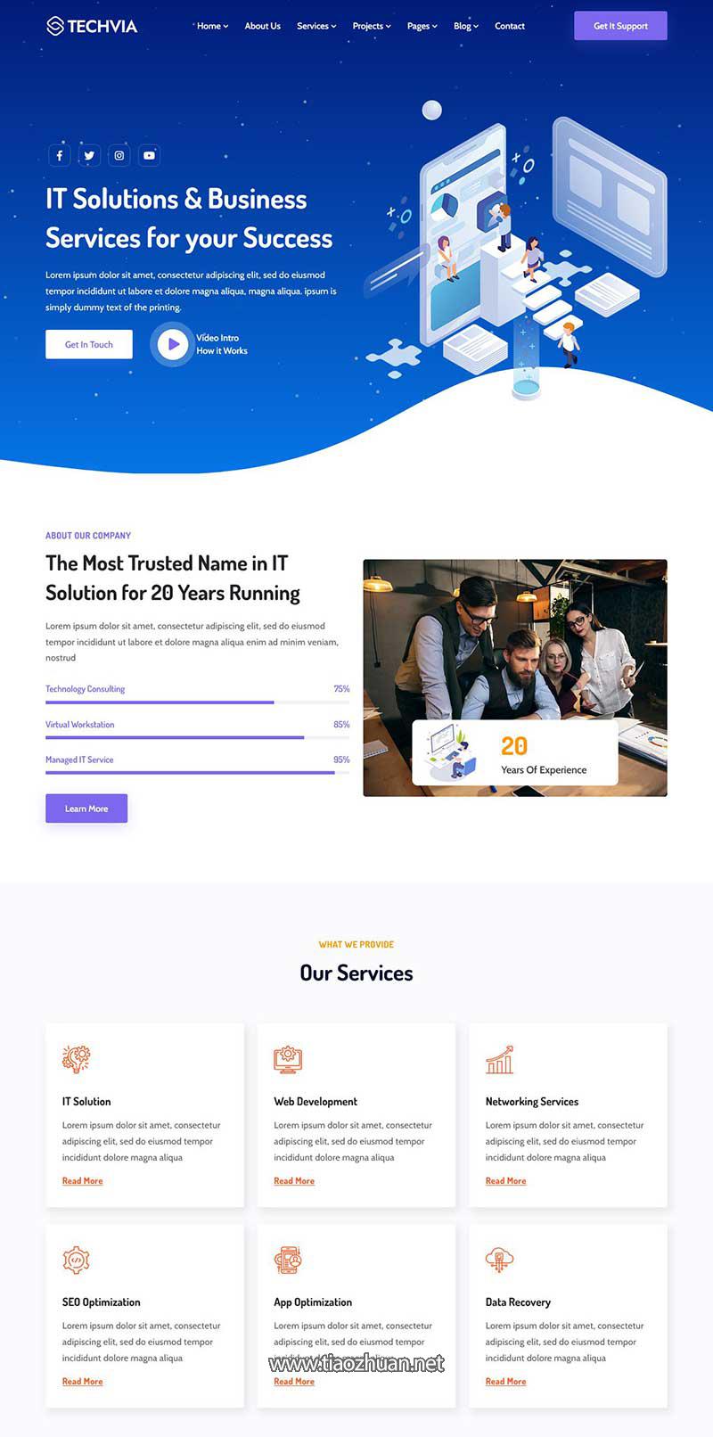  IT科技与商业服务公司前端静态网站模板