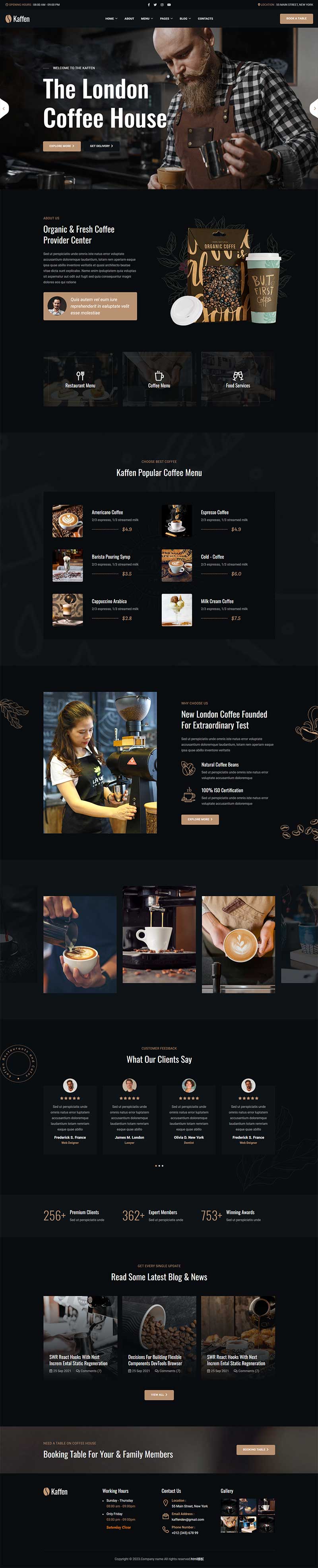 HTML5咖啡屋咖啡饮品店网站模板是一款适合从事咖啡饮品店服务行业宣传网站模板下载。