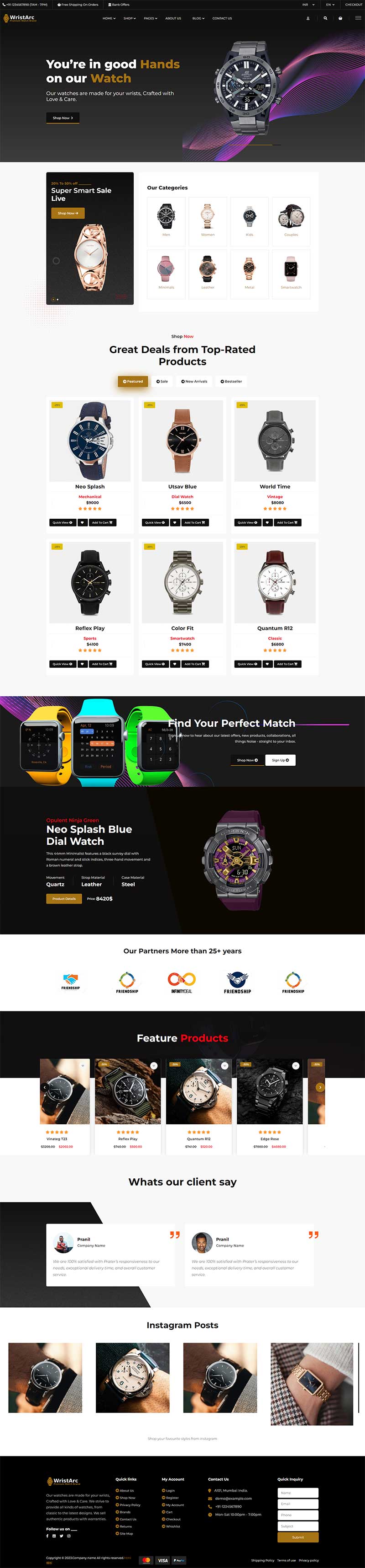 时尚手表单品在线商城前端静态网站模板