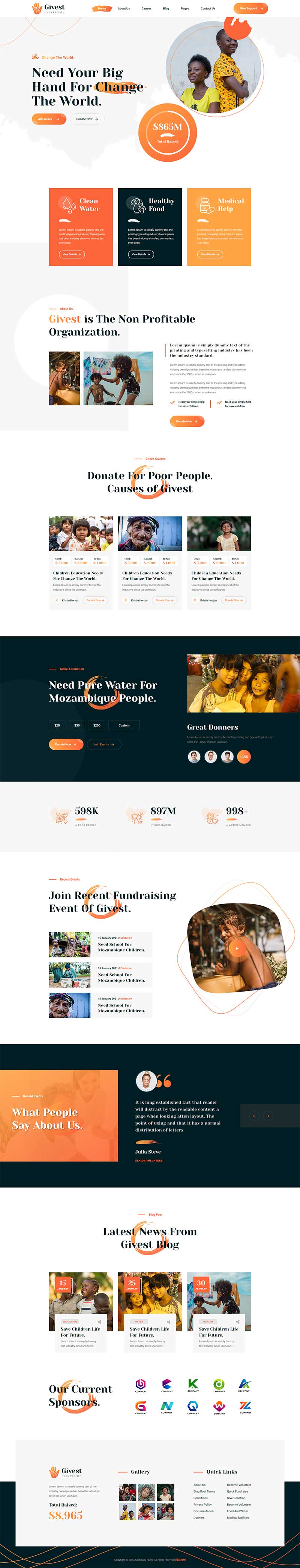 非营利性慈善机构前端静态HTML5网站模板
