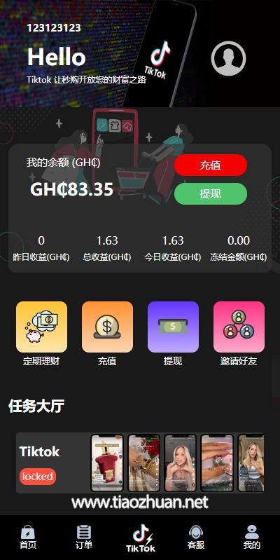 多语言TIKTOK抢单源码带引导页USDT自动充值到账接口