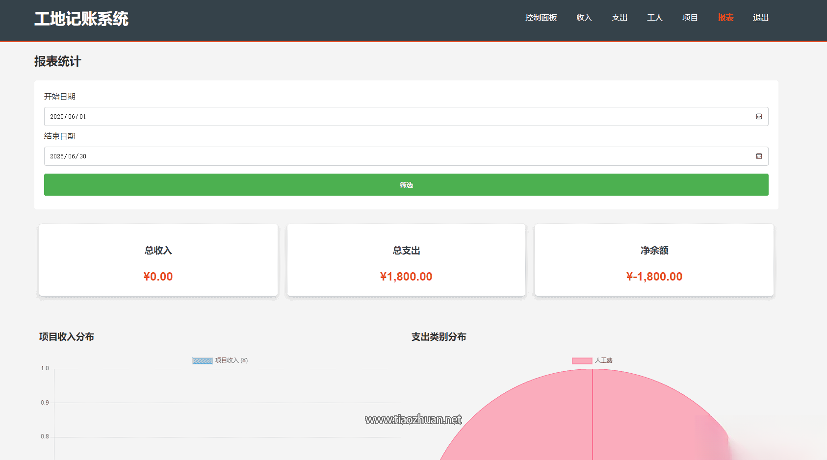 PHP公司收入支出记账系统工地员工记账系统源码