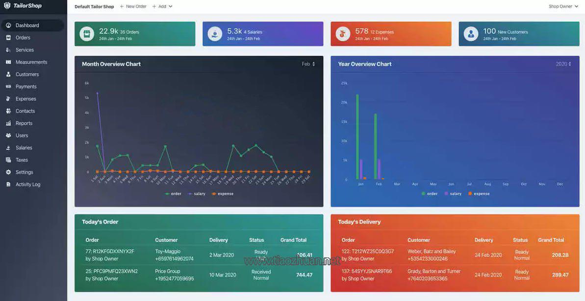 Laravel裁缝店管理系统网站源码