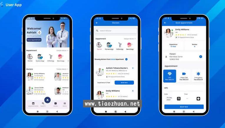 Flutter私人诊所管理系统和在线预约看病APP源码(含Web前后端)